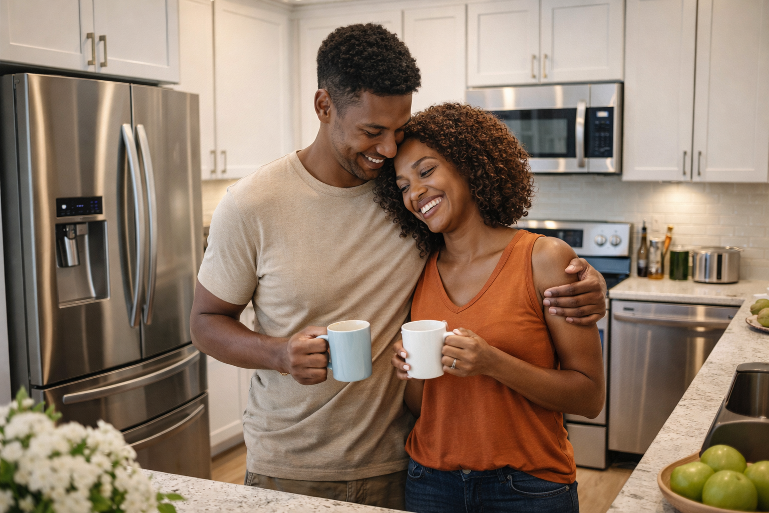 Morning coffee in a modern kitchen